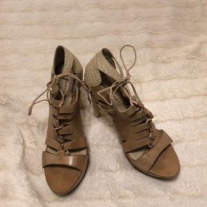 Beige open toe lace up authentic Alexandre Birman pre loved heels